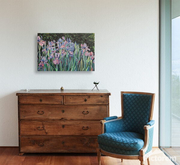 Iris garden acrylic painting