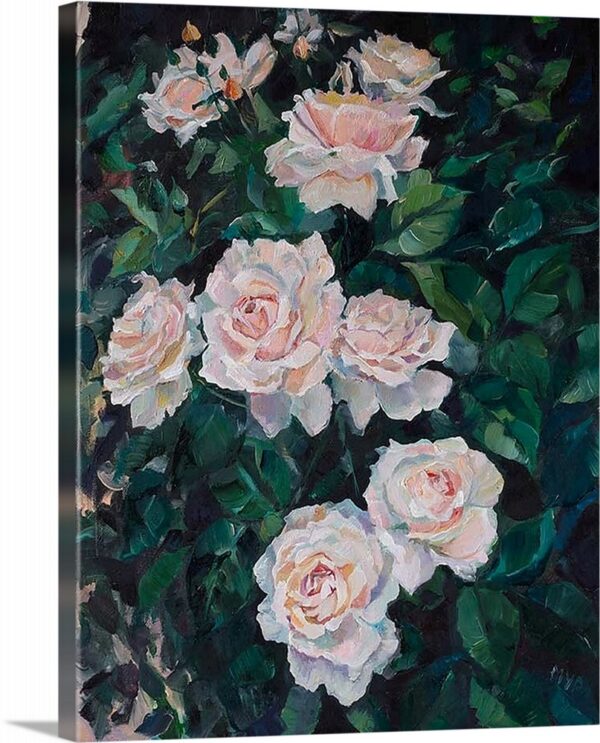 Crème Roses Bush Canvas Print