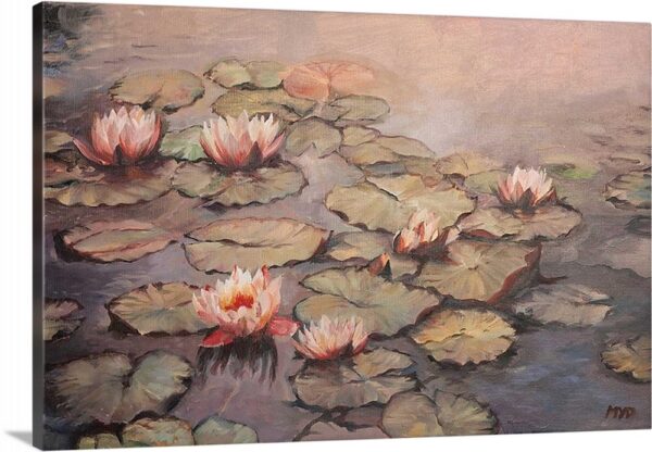 Canvas Print Foggy Lotus Pond