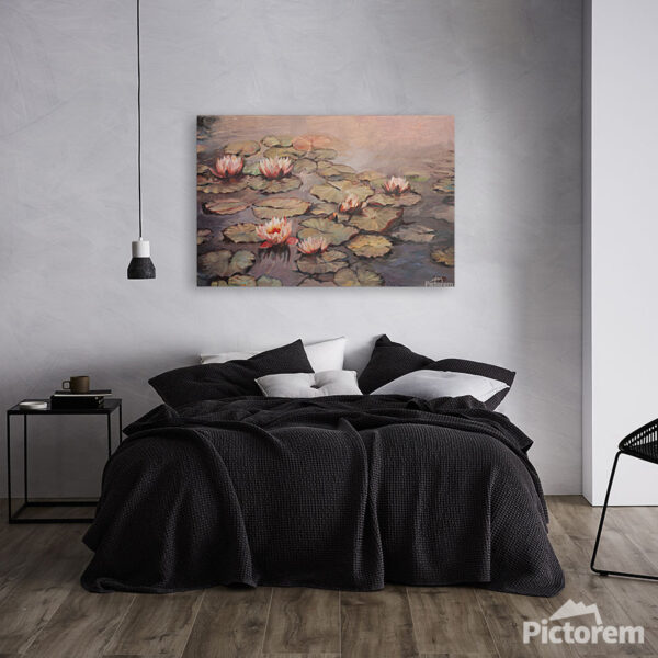 Foggy Lotus Pond Canvas Print