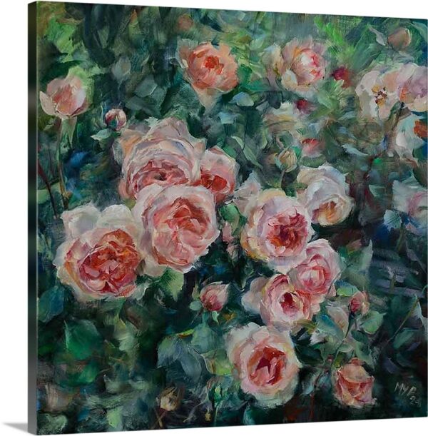 Pink Rose Bush Canvas Print